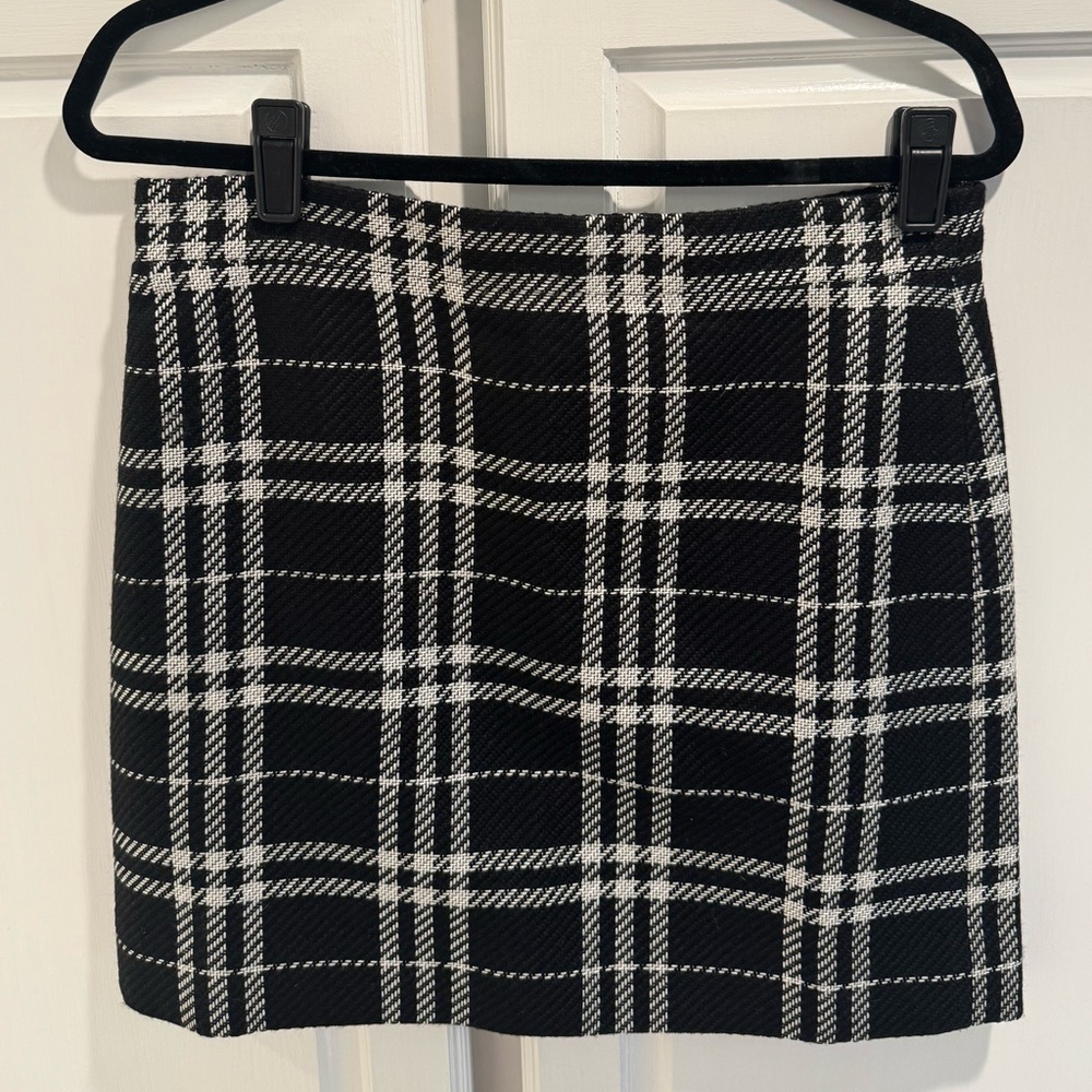NWT J.Crew black and white plaid skirt